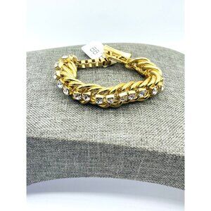 Ballet Brand Goldtone Rhinestone Large Link Bracelet 7” New